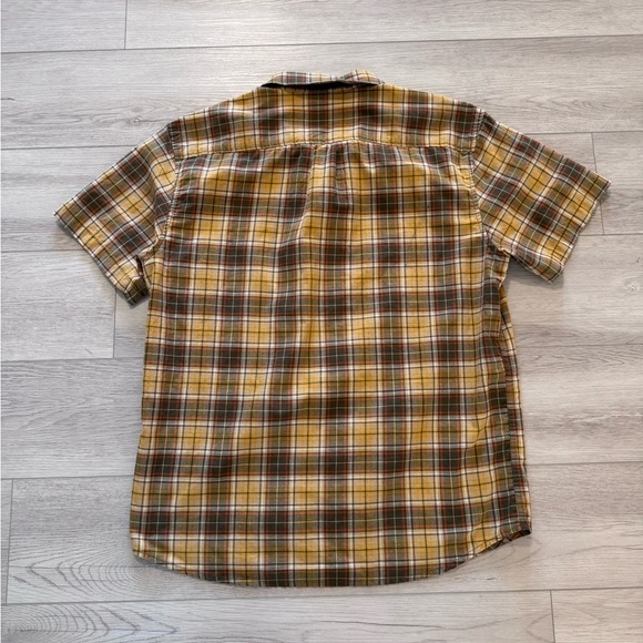 prAna Shirt Mens Xl Intrepid Yellow Plaid Short Sleeve Classic Casual Button Up - Picture 3 of 5